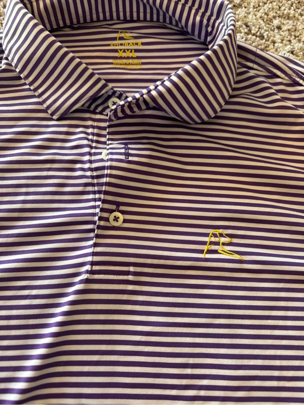 Rhoback Men's Striped Polo Shirt in Purple and White